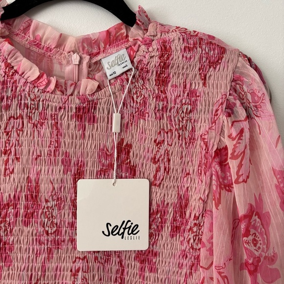 Selfie Leslie Women’s Balloon Sleeve Shirred Floral Dress - Picture 4 of 4